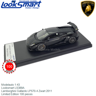 Modelauto 1:43 | Looksmart LS389A | Lamborghini Gallardo LP570-4 Zwart 2011