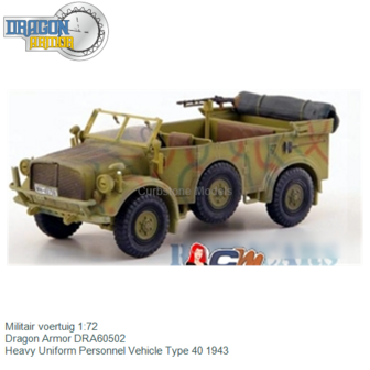 Militair voertuig 1:72 | Dragon Armor DRA60502 | Heavy Uniform Personnel Vehicle Type 40 1943