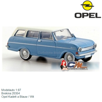 Modelauto 1:87 | Brekina 20354 | Opel Kadett a Blauw / Wit