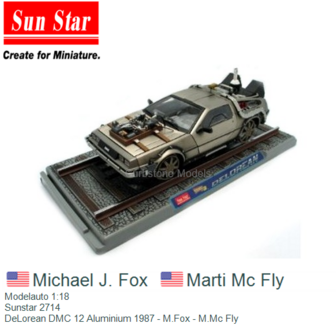 Modelauto 1:18 | Sunstar 2714 | DeLorean DMC 12 Aluminium 1987 - M.Fox - M.Mc Fly