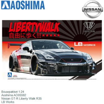 Bouwpakket 1:24 | Aoshima AO05592 | Nissan GT-R Liberty Walk R35 | LB Works