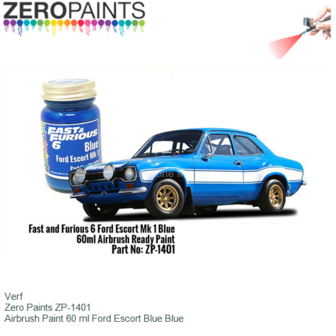 Verf  | Zero Paints ZP-1401 | Airbrush Paint 60 ml Ford Escort Blue Blue