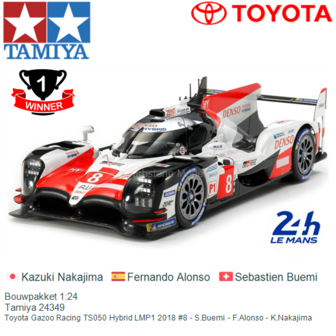 Bouwpakket 1:24 | Tamiya 24349 | Toyota Gazoo Racing TS050 Hybrid LMP1 2018 #8 - S.Buemi - F.Alonso - K.Nakajima