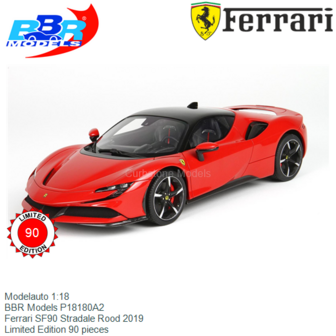 Modelauto 1:18 | BBR Models P18180A2 | Ferrari SF90 Stradale Rood 2019