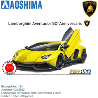 Bouwpakket 1:24 | Aoshima AO05982 | Lamborghini Aventador 50th Anniversario Yellow