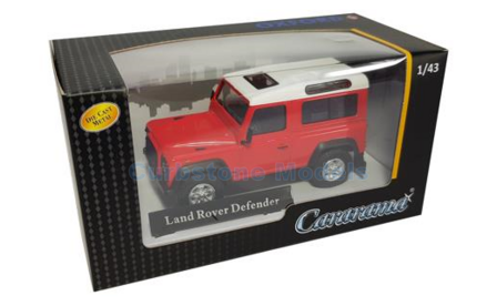 Modelauto 1:43 | Cararama 55280 | Range Rover Land Rover Defender Red / White
