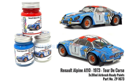  | Zero Paints ZP-1673 | Airbrush Paint Set 3x 30ml Renault Alpine A110 Red White Blue 1973