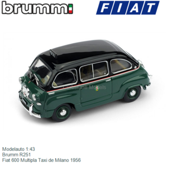 Modelauto 1:43 | Brumm R251 | Fiat 600 Multipla Taxi de Milano 1956