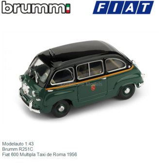 Modelauto 1:43 | Brumm R251C | Fiat 600 Multipla Taxi de Roma 1956