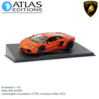 Modelauto 1:43 | Atlas ABLAM002 | Lamborghini Aventador LP700-4 Arancia Atlas 2010