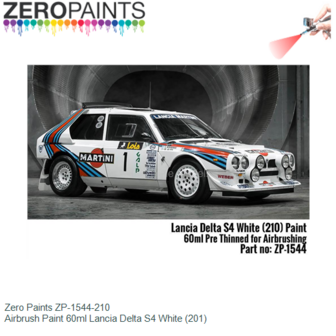  | Zero Paints ZP-1544-210 | Airbrush Paint 60ml Lancia Delta S4 White (201)
