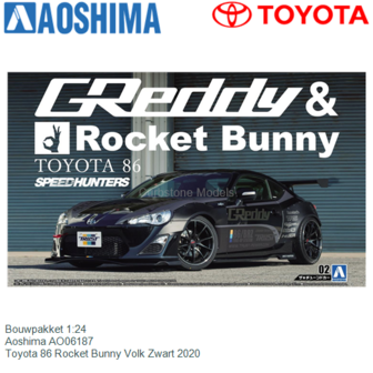 Bouwpakket 1:24 | Aoshima AO06187 | Toyota 86 Rocket Bunny Volk Zwart 2020