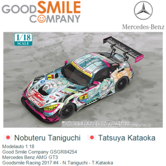 Modelauto 1:18 | Good Smile Company GSGR84254 | Mercedes Benz AMG GT3 | Goodsmile Racing 2017 #4 - N.Taniguchi - T.Kataoka