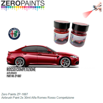  | Zero Paints ZP-1687 | Airbrush Paint 2x 30ml Alfa Romeo Rosso Competizione
