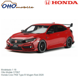 Modelauto 1:18 | Otto Mobile OT957 | Honda Civic FK8 Type-R Mugen Red 2020