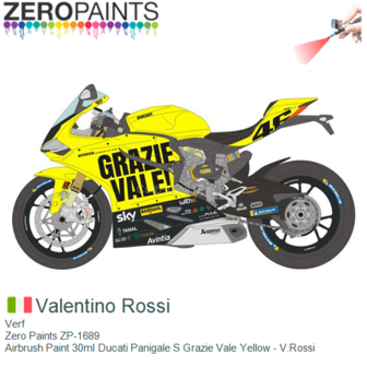 Verf  | Zero Paints ZP-1689 | Airbrush Paint 30ml Ducati Panigale S Grazie Vale Yellow - V.Rossi