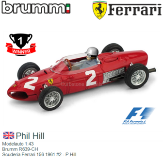 Modelauto 1:43 | Brumm R639-CH | Scuderia Ferrari 156 1961 #2 - P.Hill