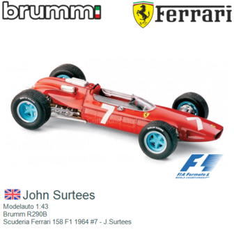 Modelauto 1:43 | Brumm R290B | Scuderia Ferrari 158 F1 1964 #7 - J.Surtees