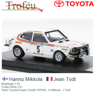 Modelauto 1:43 | Trofeu RRAL119 | Team Toyota Europe Corolla 1976 #5 - H.Mikkola - J.Todt
