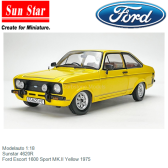Modelauto 1:18 | Sunstar 4620R | Ford Escort 1600 Sport MK.II Yellow 1975