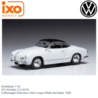 Modelauto 1:43 | IXO-Models CLC421N | Volkswagen Karmann Ghia Coupe White and black 1958