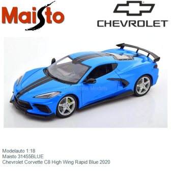 Modelauto 1:18 | Maisto 31455BLUE | Chevrolet Corvette C8 High Wing Rapid Blue 2020
