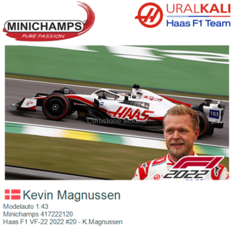 Modelauto 1:43 | Minichamps 417222120 | Haas F1 VF-22 2022 #20 - K.Magnussen