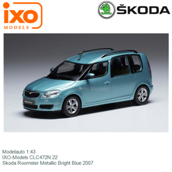 Modelauto 1:43 | IXO-Models CLC472N.22 | Skoda Roomster Metallic Bright Blue 2007