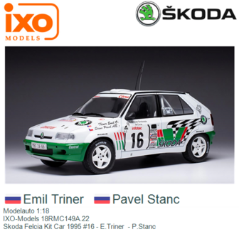 Modelauto 1:18 | IXO-Models 18RMC149A.22 | Skoda Felcia Kit Car 1995 #16 - E.Triner  - P.Stanc 