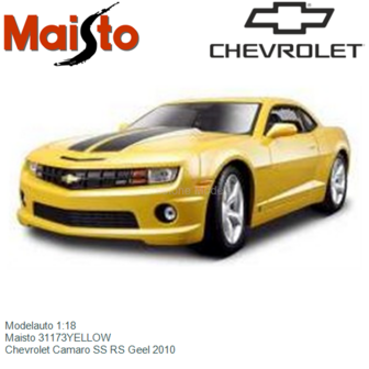 Modelauto 1:18 | Maisto 31173YELLOW | Chevrolet Camaro SS RS Geel 2010