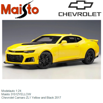Modelauto 1:24 | Maisto 31512YELLOW | Chevrolet Camaro ZL1 Yellow and Black 2017