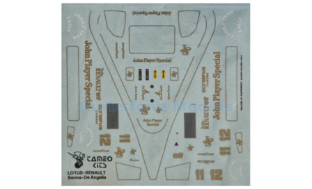 Bouwpakket 1:43 | Tameo DK020 | Decalset Lotus T-97 Renault 1985 - A.Senna - E.de Angelis