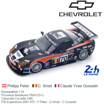 Bouwpakket 1:43 | Provence Miniatures PMA123-O | Chevrolet Corvette C6R | PSI Experience 2007 #70 - P.Peter - D.Smet - C.Gossel