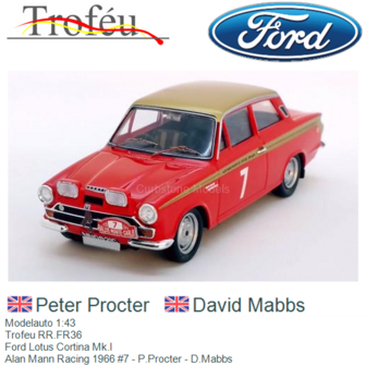 Modelauto 1:43 | Trofeu RR.FR36 | Ford Lotus Cortina Mk.I | Alan Mann Racing 1966 #7 - P.Procter - D.Mabbs