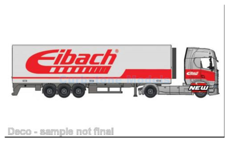 Modelauto 1:43 | Bburago 18-31468GREY | Scania S730 Highline with trailer Red Eibach