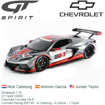Modelauto 1:18 | GT Spirit US055 | Chevrolet Corvette C8.R | Corvette Racing 2021 #3 - N.Catsburg - A.Garcia - J.Taylor