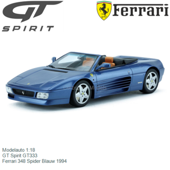 Modelauto 1:18 | GT Spirit GT333 | Ferrari 348 Spider Blauw 1994