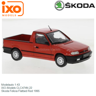 Modelauto 1:43 | IXO-Models CLC474N.22 | Skoda Felicia Flatbed Red 1995