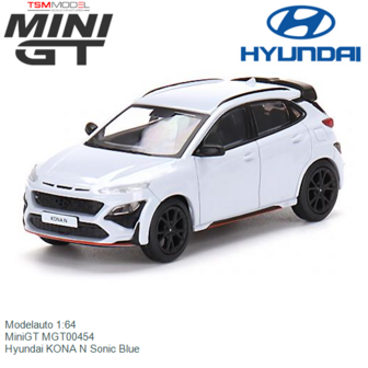 Modelauto 1:64 | MiniGT MGT00454 | Hyundai KONA N Sonic Blue