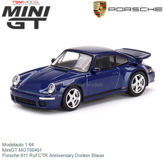 Modelauto 1:64 | MiniGT MGT00451 | Porsche 911 Ruf CTR Anniversary Donker Blauw