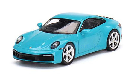 Modelauto 1:64 | MiniGT MGT00435 | Porsche 911 Carrera S (992) Miami Blue