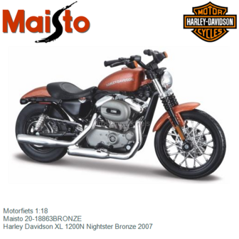 Motorfiets 1:18 | Maisto 20-18863BRONZE | Harley Davidson XL 1200N Nightster Bronze 2007