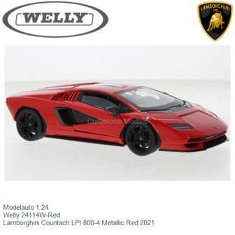 Modelauto 1:24 | Welly 24114W-Red | Lamborghini Countach LPI 800-4 Metallic Red 2021