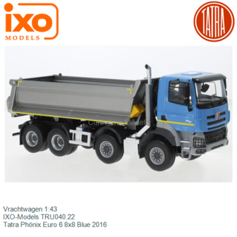Vrachtwagen 1:43 | IXO-Models TRU040.22 | Tatra Ph&ouml;nix Euro 6 8x8 Blue 2016