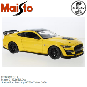 Modelauto 1:18 | Maisto 31452YELLOW | Shelby Ford Mustang GT500 Yellow 2020