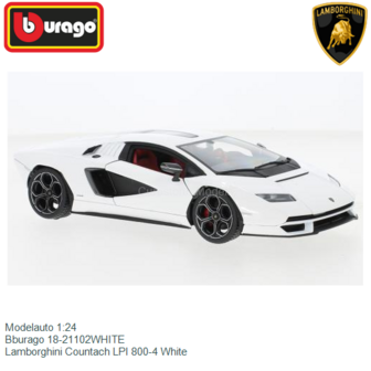 Modelauto 1:24 | Bburago 18-21102WHITE | Lamborghini Countach LPI 800-4 White