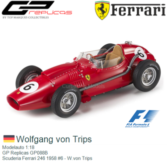 Modelauto 1:18 | GP Replicas GP088B | Scuderia Ferrari 246 1958 #6 - W.von Trips