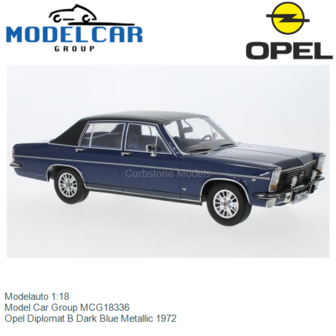 Modelauto 1:18 | Model Car Group MCG18336 | Opel Diplomat B Dark Blue Metallic 1972