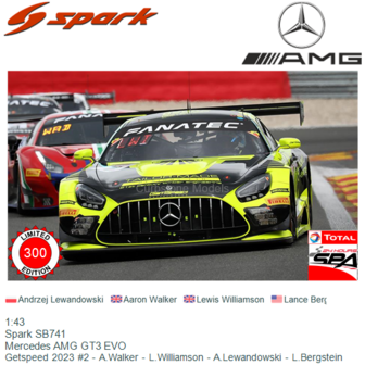 1:43 | Spark SB741 | Mercedes AMG GT3 EVO | Getspeed 2023 #2 - A.Walker - L.Williamson - A.Lewandowski - L.Bergstein