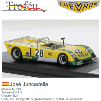 Modelauto 1:43 | Trofeu DSN-113 | Chevron B21 | Red Rose Racing with Tergal-Montjuich 1974 #28 - J.Juncadella